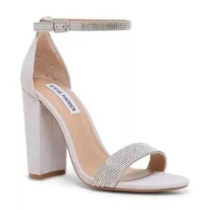 NIB Steve Madden Kalina grey suede rhinestone crystal embellished heel sandals